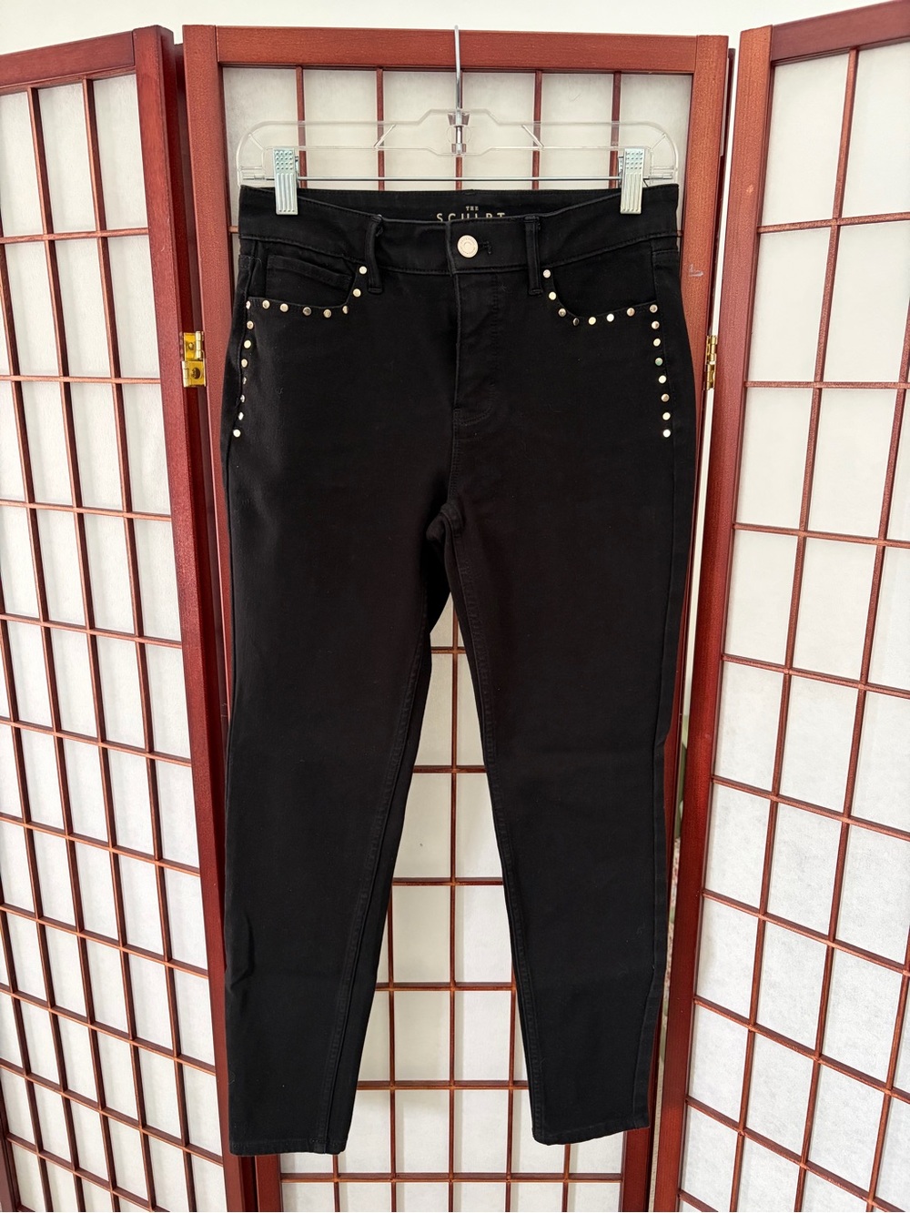 White House Black Market Black Skinny Jeans with Silver Studs